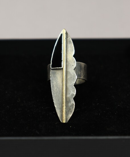 Silver and lacquered ring by Jean Despres