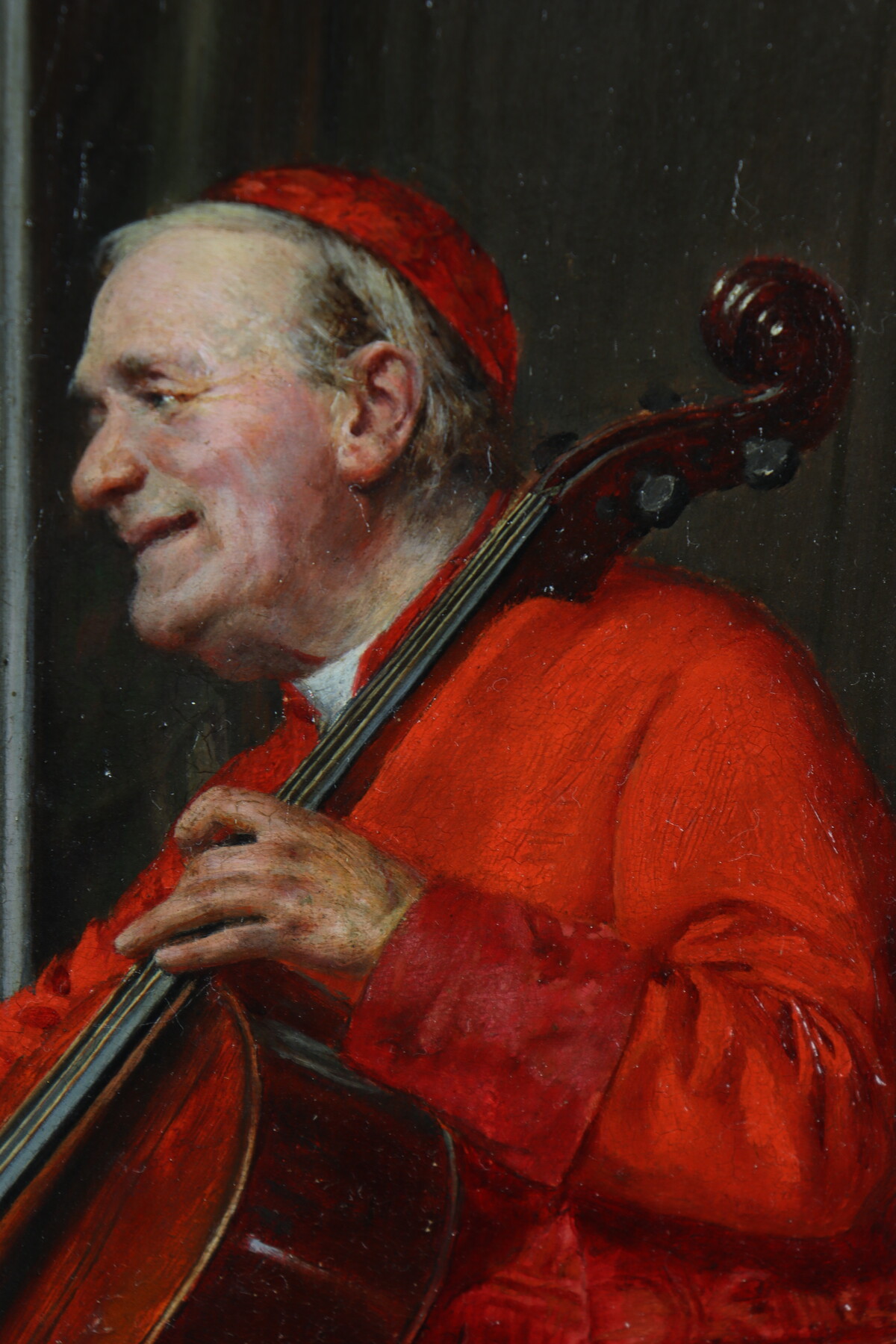 Cardinal jouant du violoncelle par François Brunery