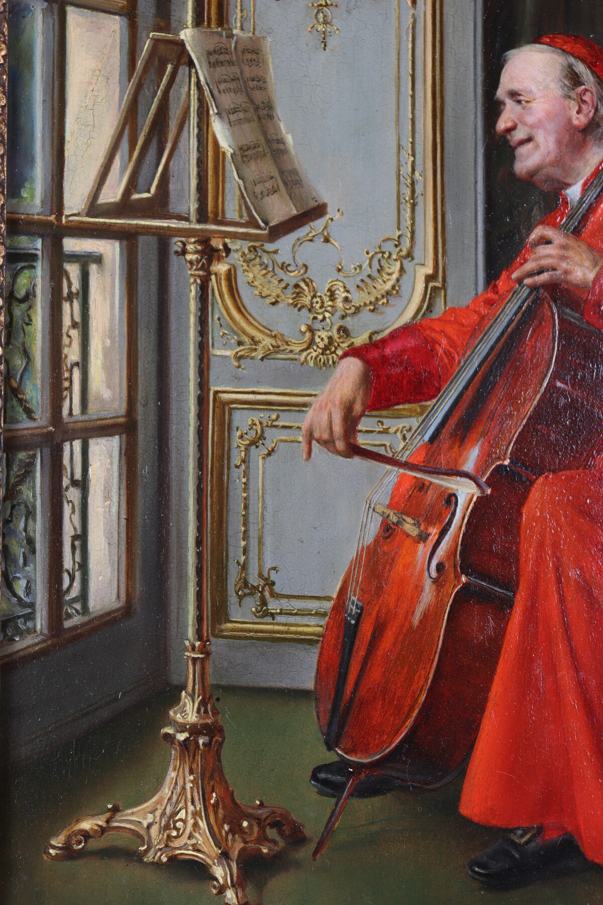 Cardinal jouant du violoncelle par François Brunery