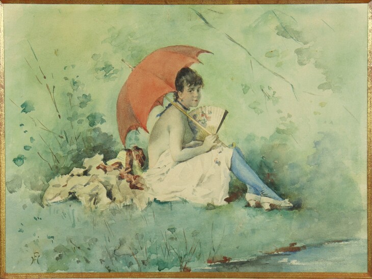 Young lady by the water by Ferdinand Heilbuth