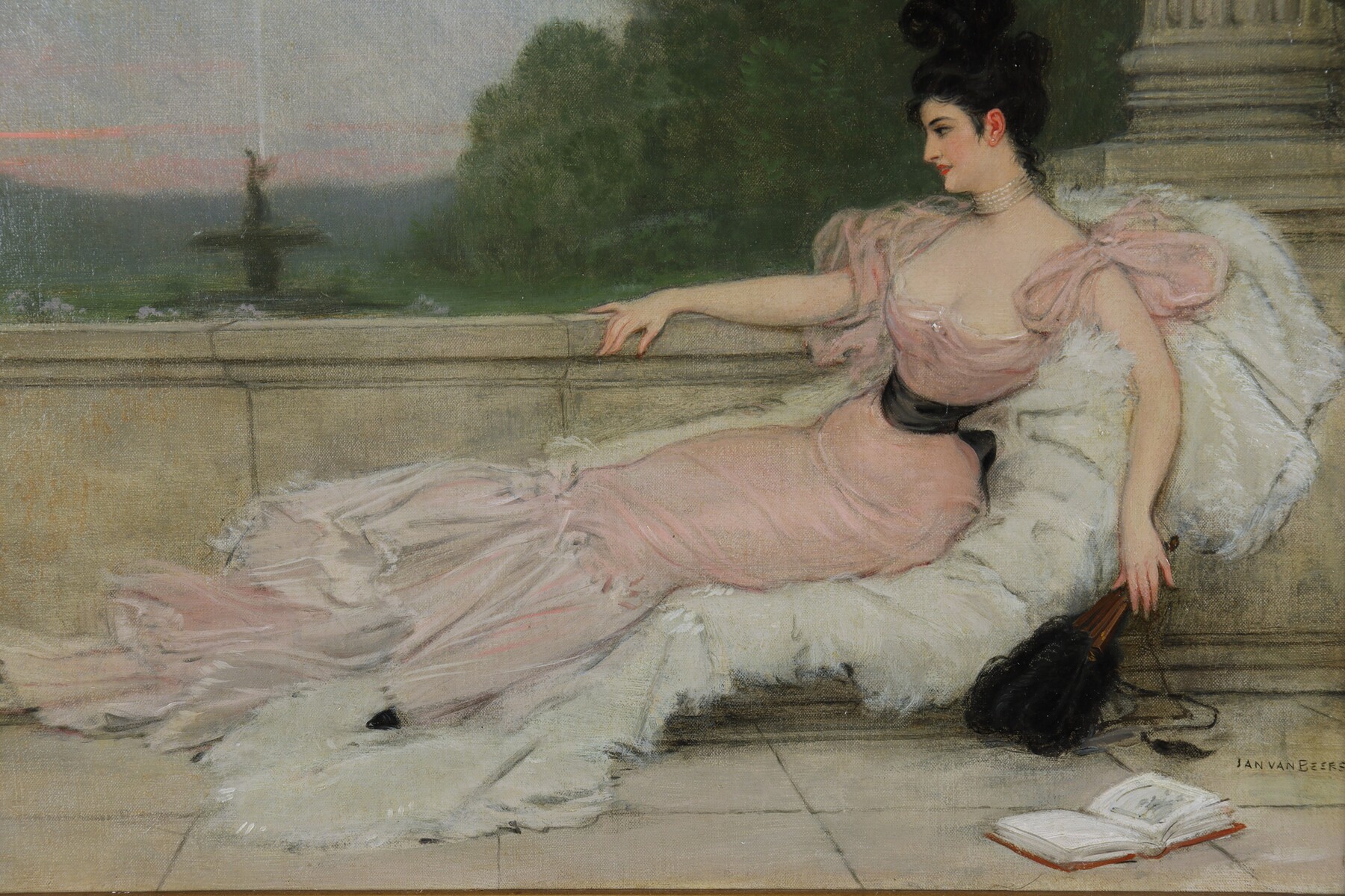 Elegante à l'éventail par Jan Van Beers