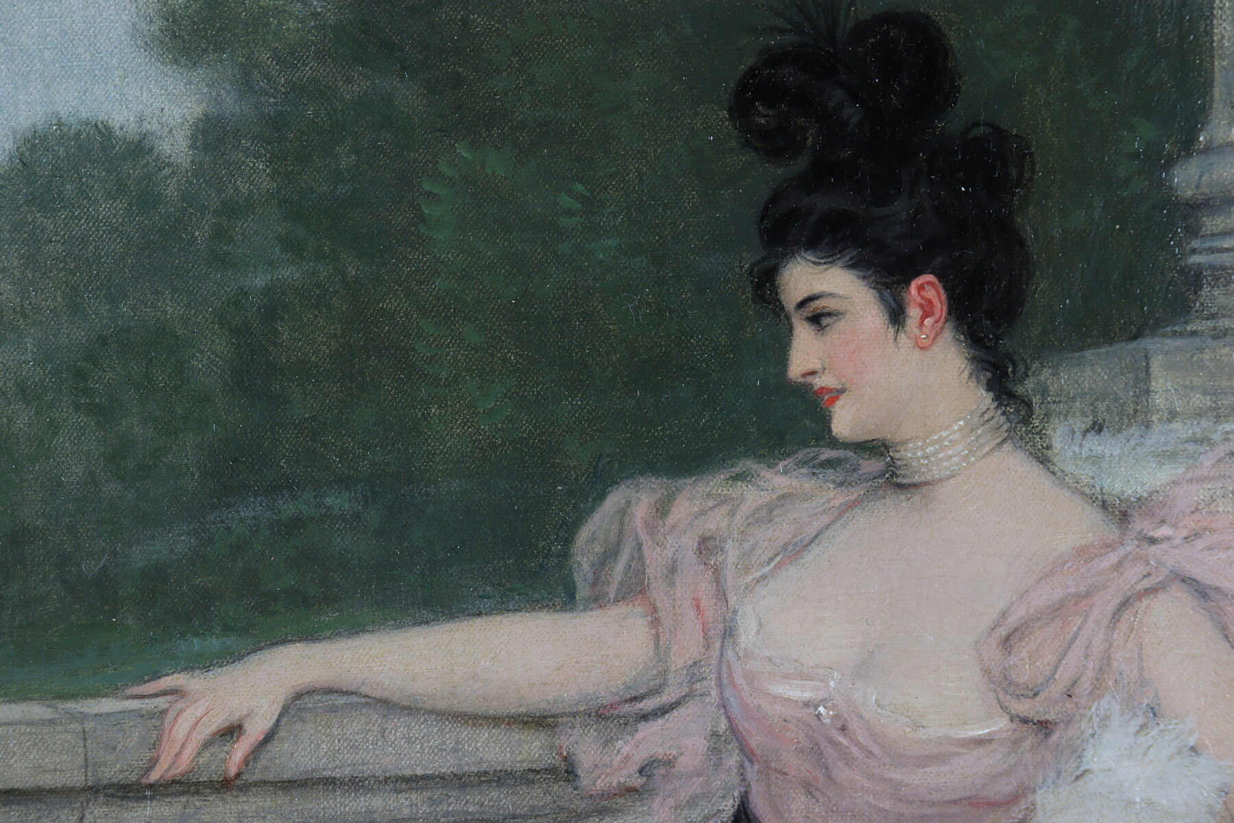 Elegante à l'éventail par Jan Van Beers