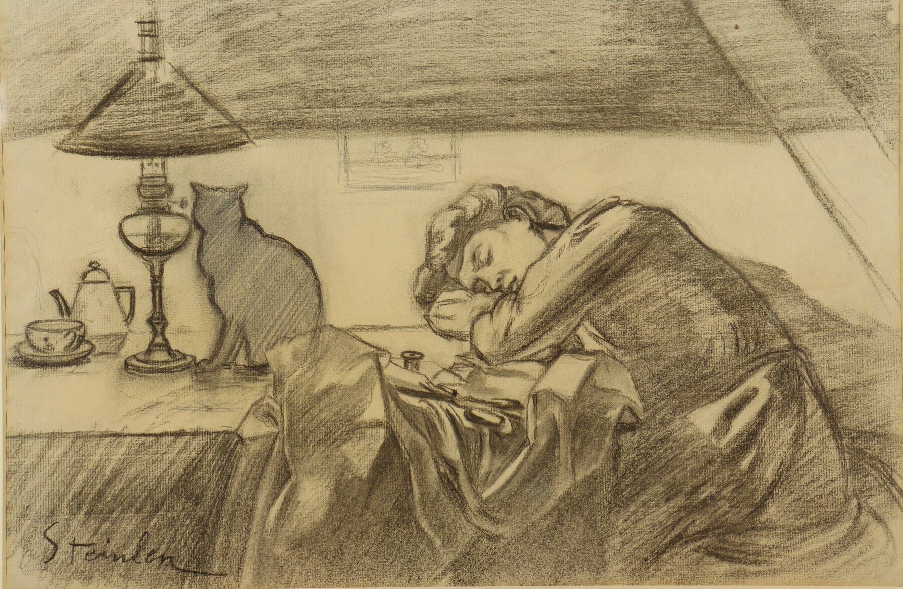 Endormie à l'ouvrage par Théophile Alexandre Steinlen