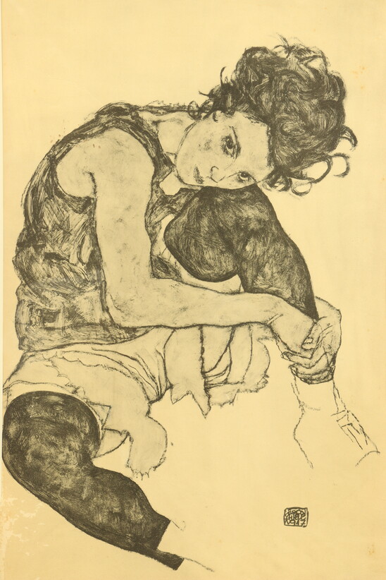 Seated Woman With Bent Knees By Egon Schiele