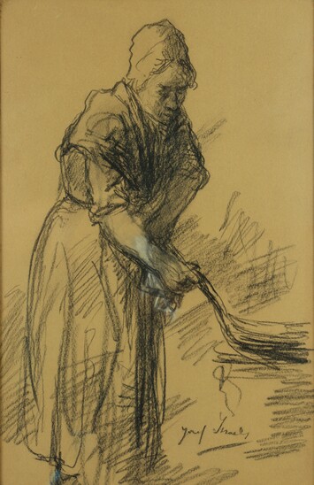 Woman cooking by Jozef Israels