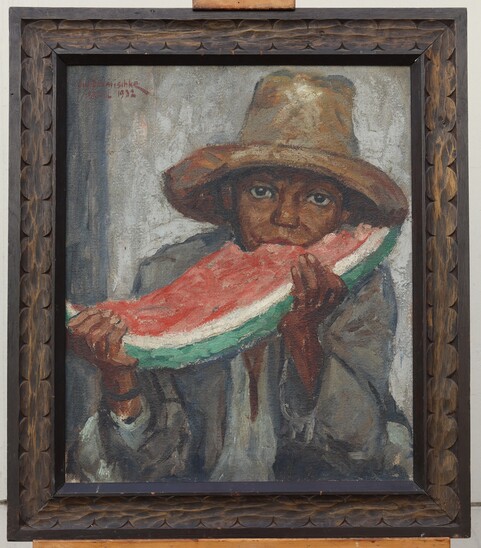 Young brazilian with watermelon by Julius Schmischke