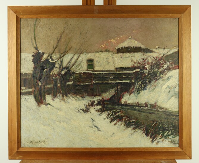 Winter landscape by F. Lambert