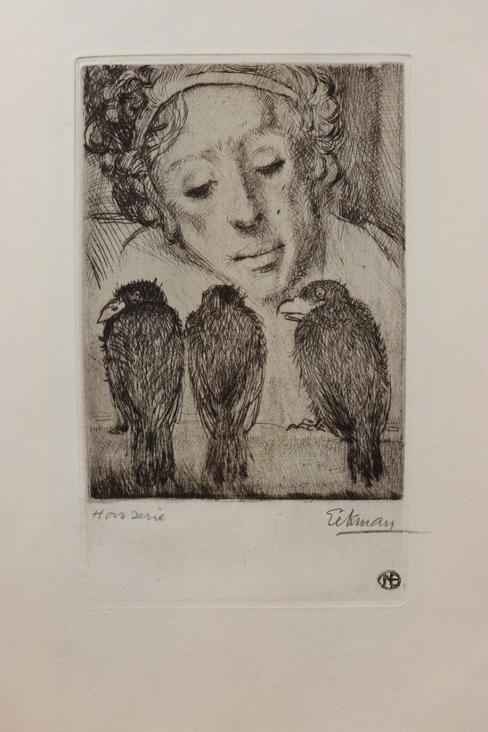 Portrait with three ravens by Nicolas Eekman