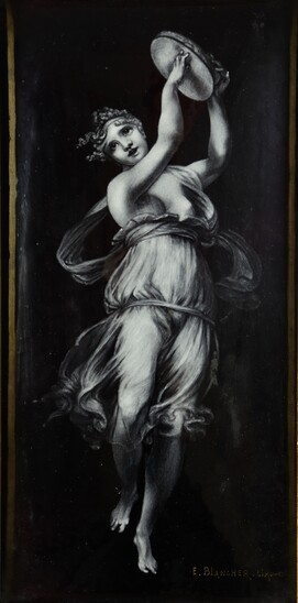 Terpsichore, painted enamel by Ernest Blancher, Limoges.